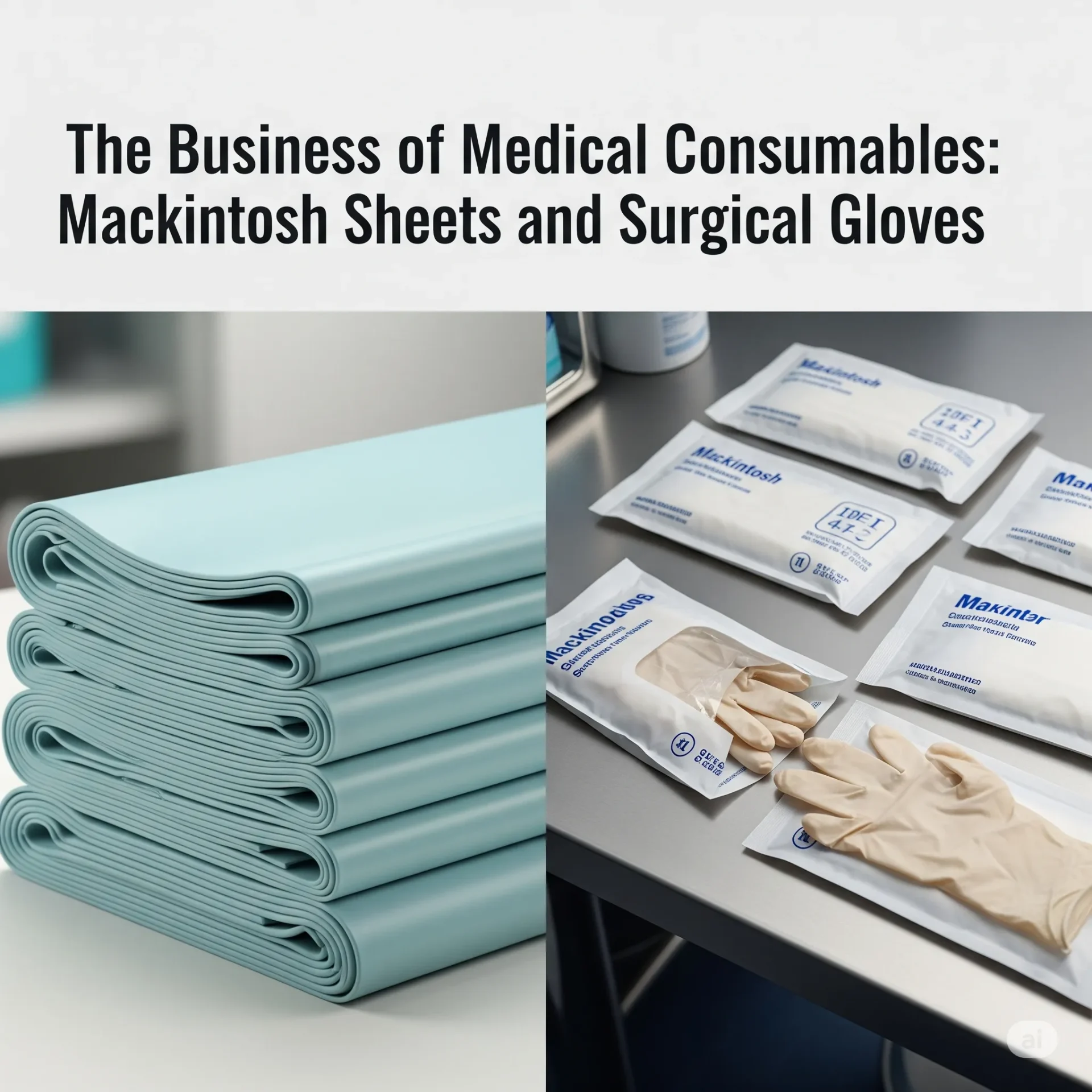 Create an image on Mackintosh Sheets (Hospital Rubber Sheet) and Surgical Hand Gloves Manufacturing Business | Production of Medical Gloves and Surgical Mackintosh Rubber Sheet.