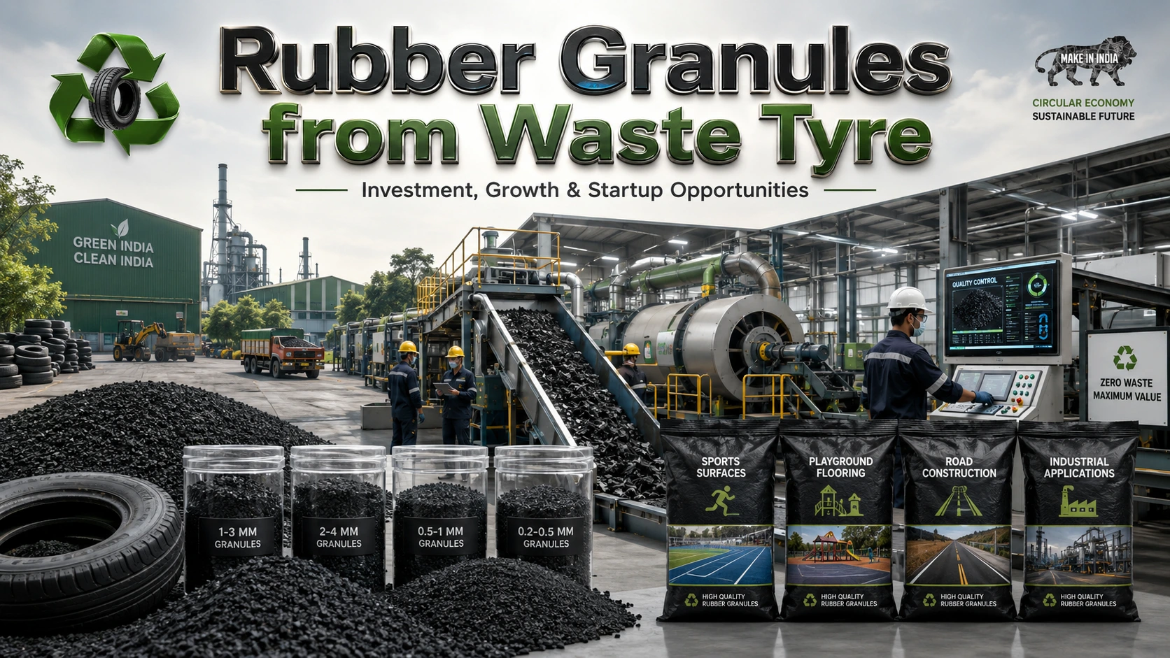 Waste Tyre Rubber Granules Manufacturing Business in India