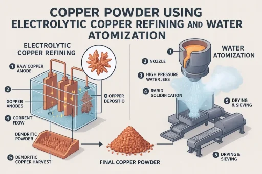 Copper Powder Using Electrolytic Copper Refining and Water Atomization Production