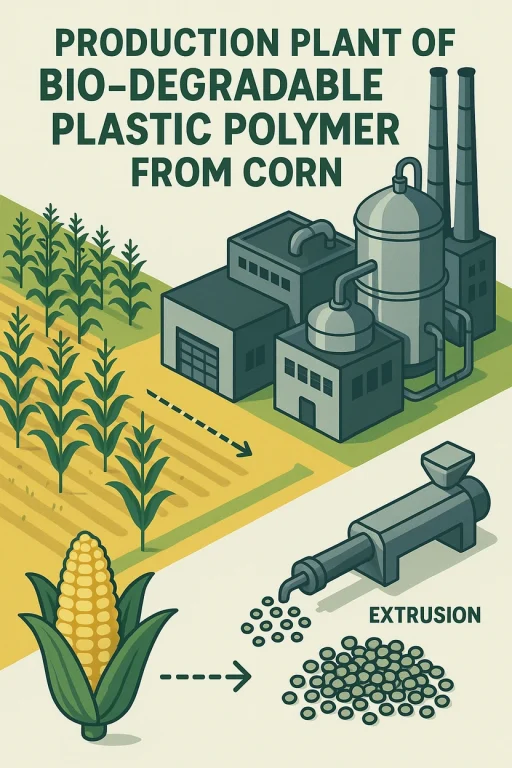 Production Plant of Bio-Degradable Plastic Polymer from Corn