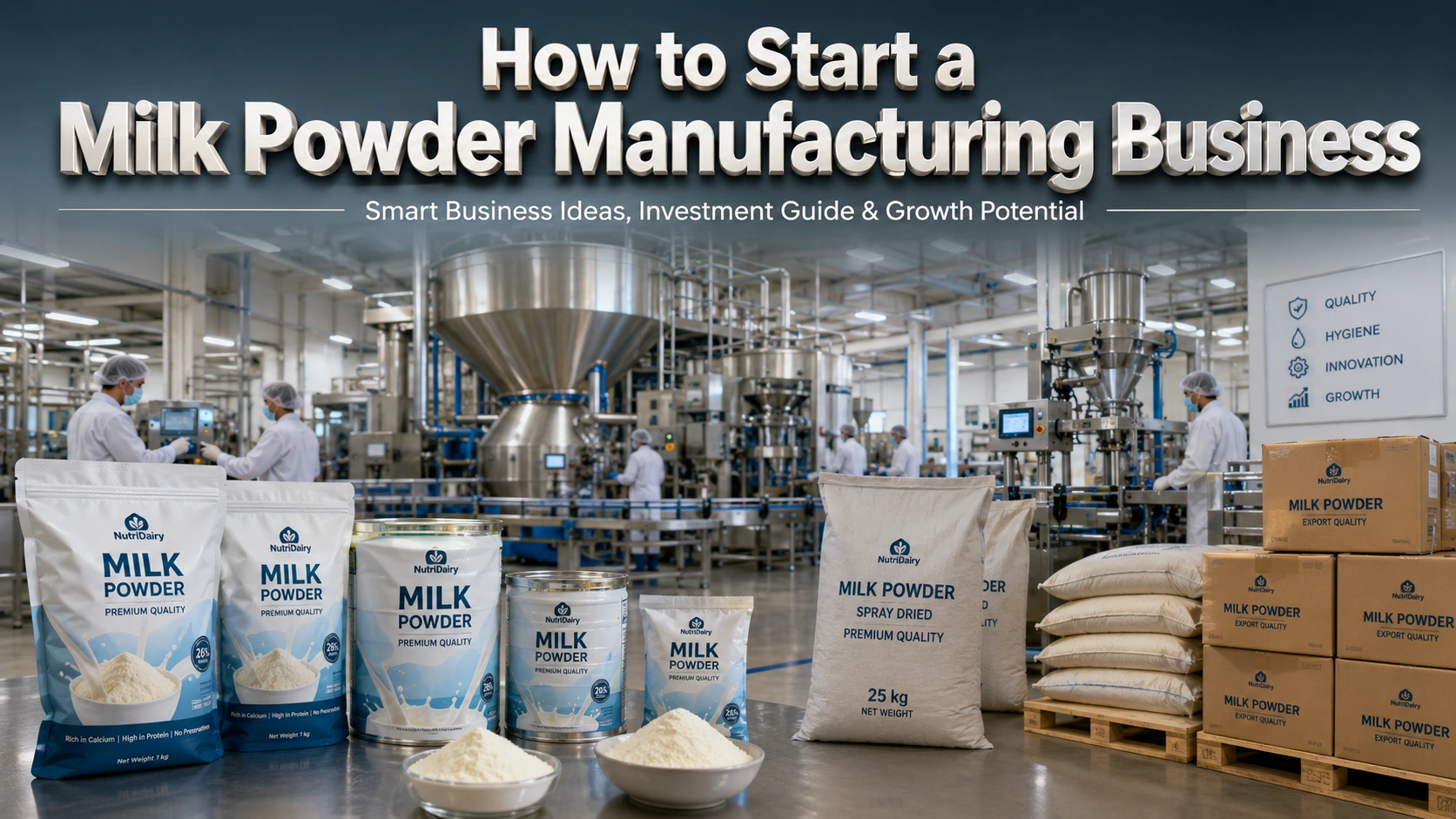 Milk powder manufacturing plant process with spray drying equipment in dairy industry