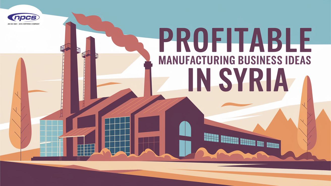 An image with "Profitable Manufacturing Business Ideas in Syria" written on it and having a background of animatic industries