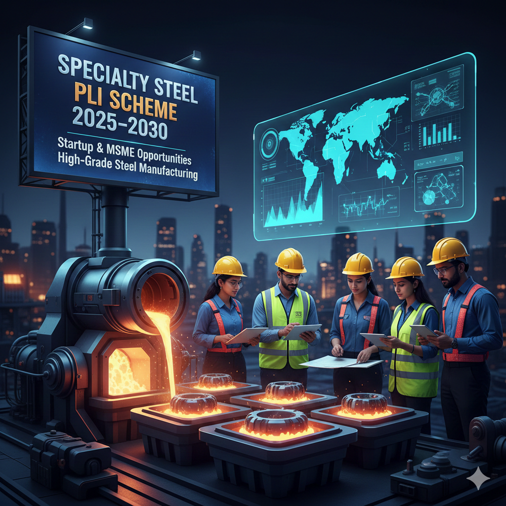 Specialty Steel PLI Scheme 2025 startup opportunities in high grade steel manufacturing India