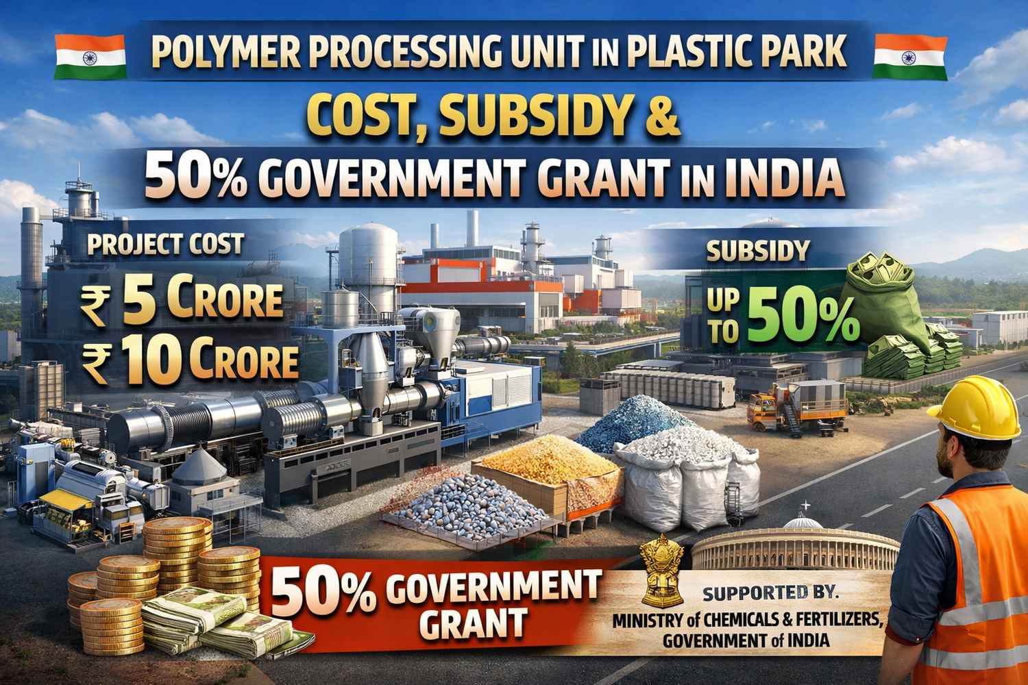 Plastic Park infrastructure for polymer processing unit in India