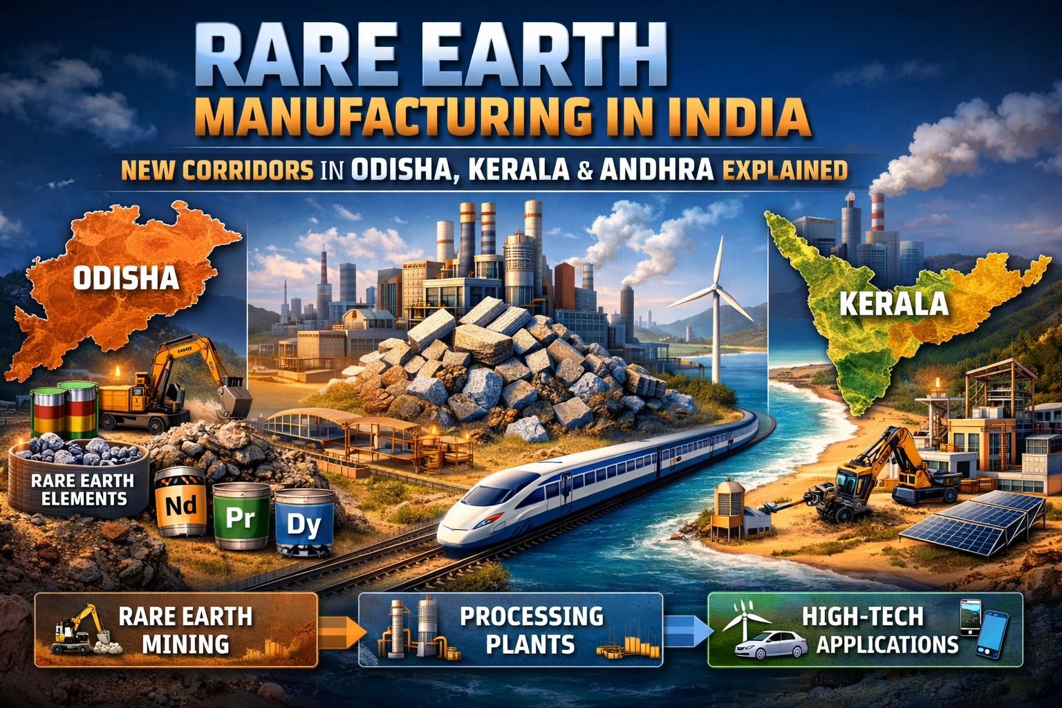 Rare Earth Manufacturing Corridors in India Map