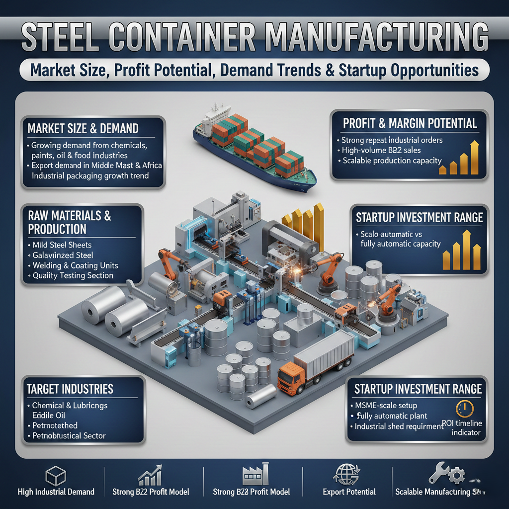 Steel drums used in industrial container manufacturing