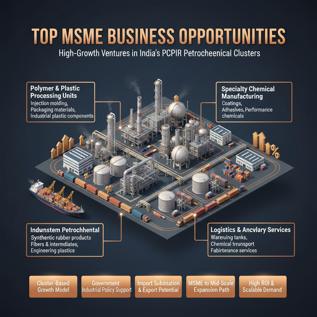 PCPIR petrochemical clusters map showing industrial zones in India