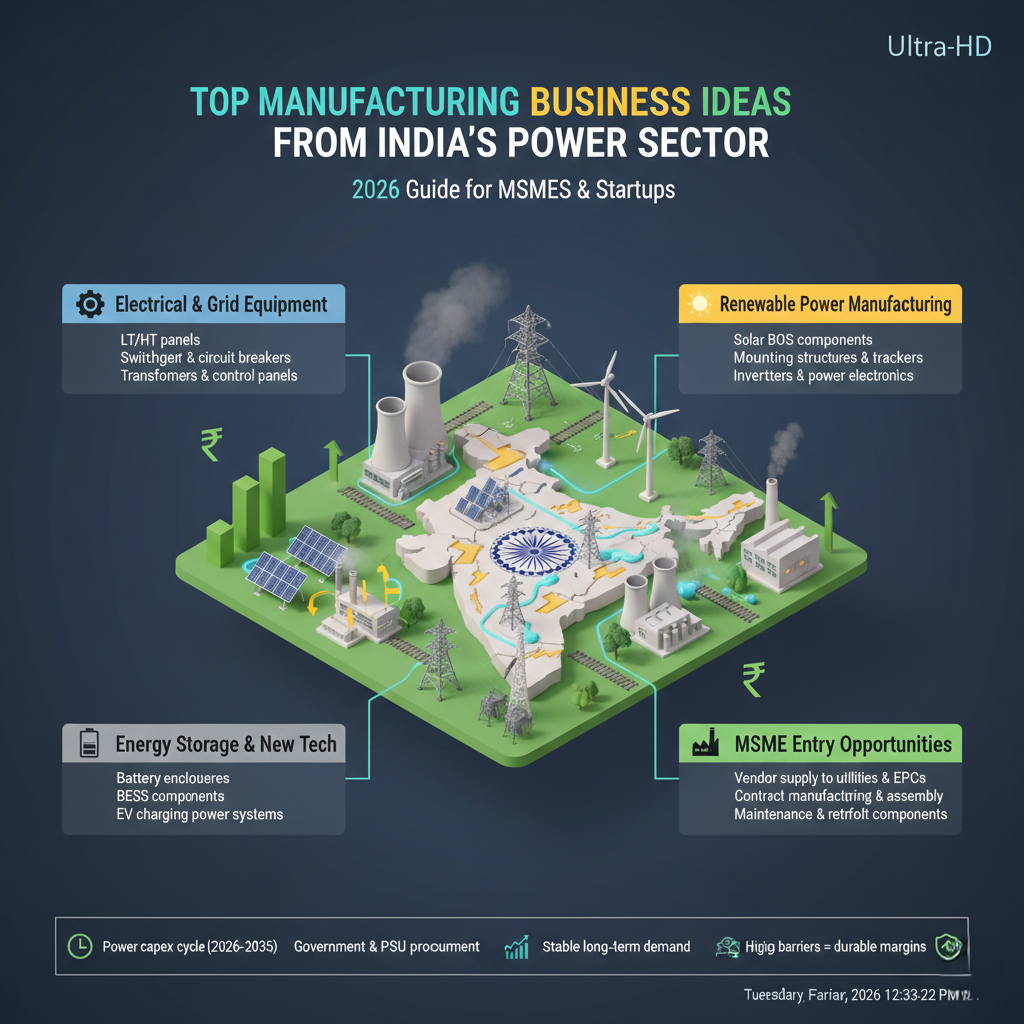 Power sector manufacturing business ideas in India