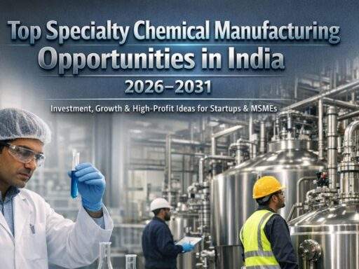 Specialty chemical manufacturing plant in India with industrial equipment