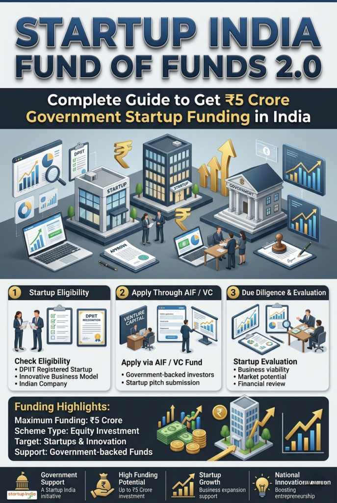 Startup India funding scheme process flow through SIDBI and AIFs