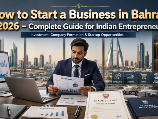 Start a business in Bahrain for Indians skyline view of Manama financial district