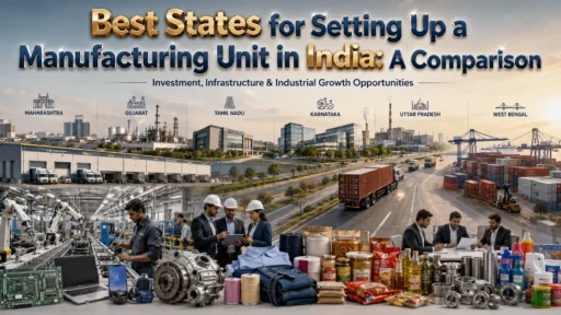 Best States for Setting Up a Manufacturing Unit in India comparing Gujarat, Telangana, Uttar Pradesh, Maharashtra and Tamil Nadu