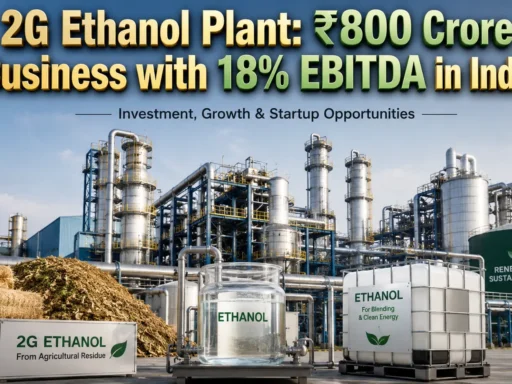 2G ethanol plant in India using agricultural waste for biofuel production process diagram