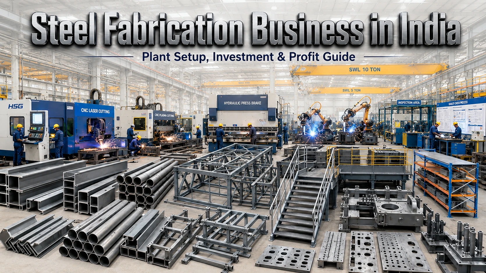 Steel fabrication business in India: Learn plant setup cost, investment, machinery, profit margins, certifications and government support.