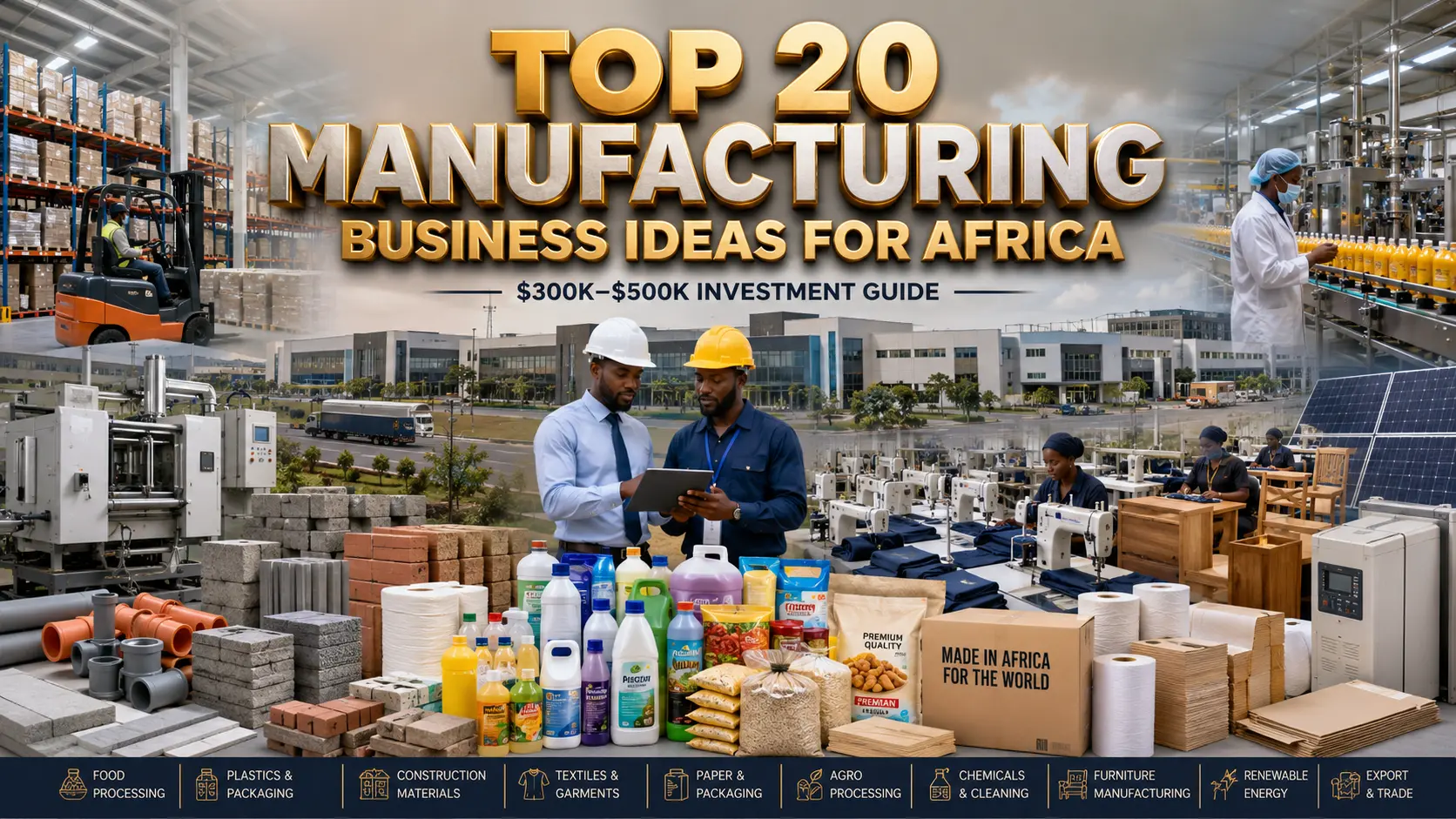 Manufacturing Business Ideas in Africa: 20 Best Investment
