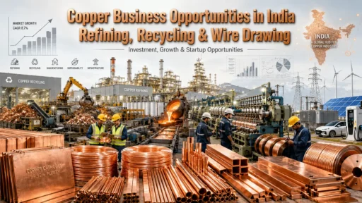 Copper Business Opportunities in India with copper refining, recycling, and wire drawing manufacturing plant