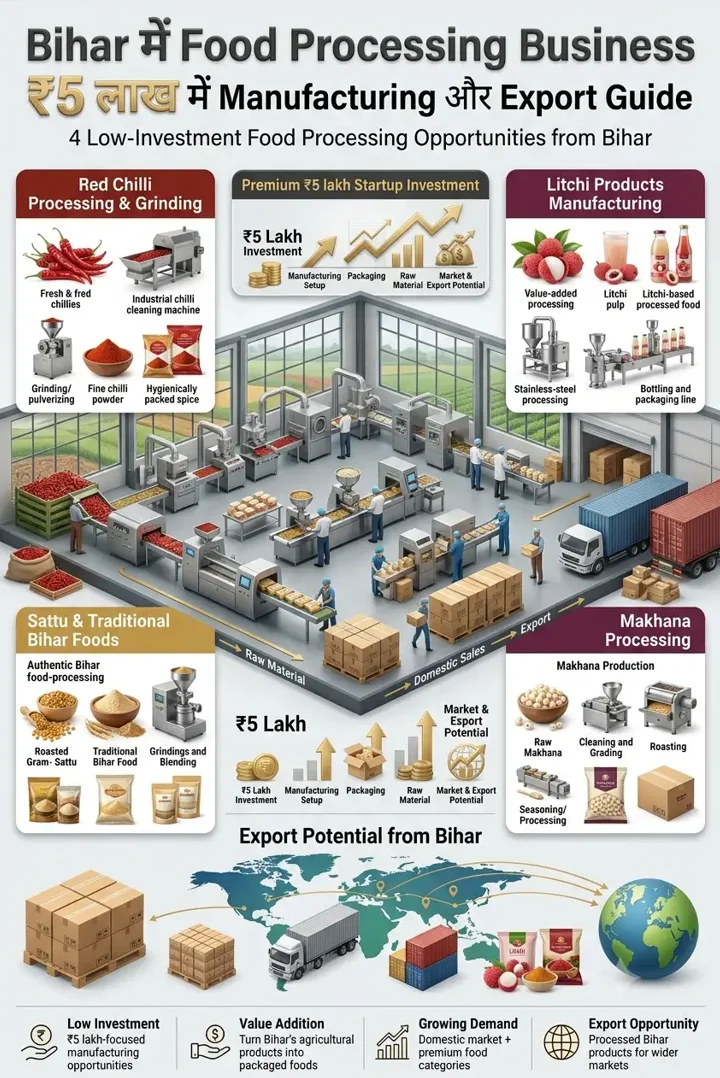 Food Processing Business in Bihar with Spice, Makhana, Sattu and Litchi Products