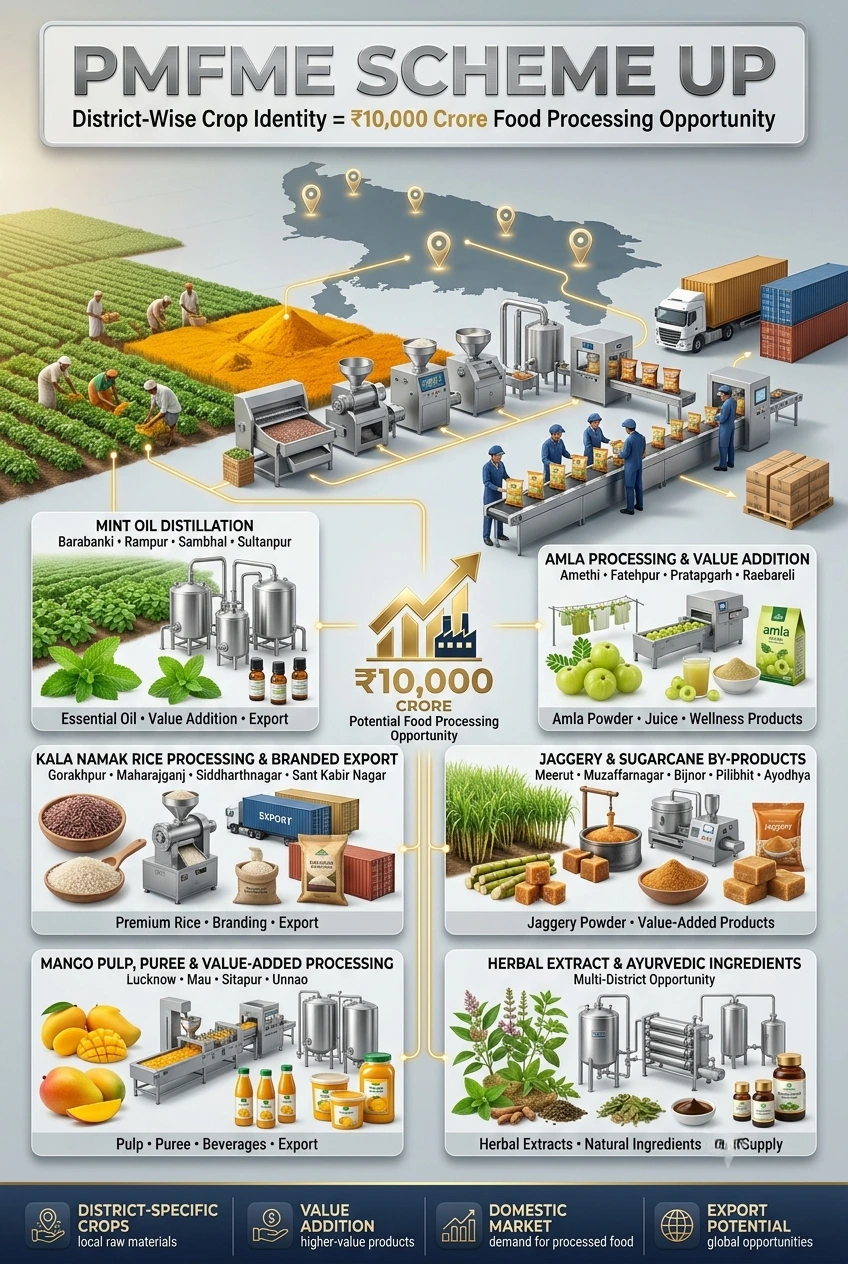 PMFME Scheme UP district wise crop business opportunities