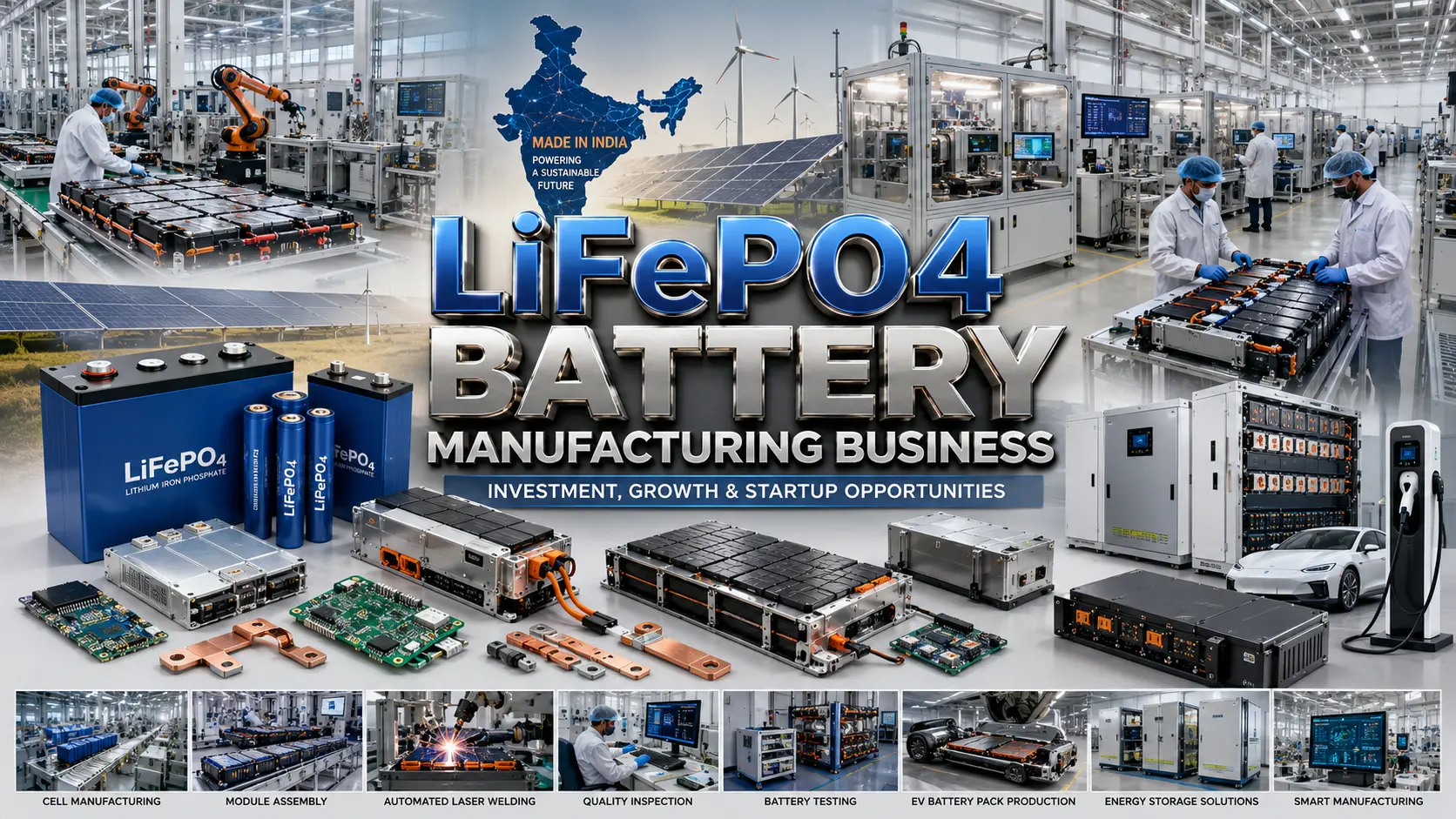 LiFePO4 Battery Manufacturing Business in India: Cost & Subsidy