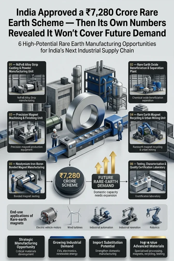 Rare earth magnet manufacturing business opportunity in India under the ₹7,280 crore REPM Scheme