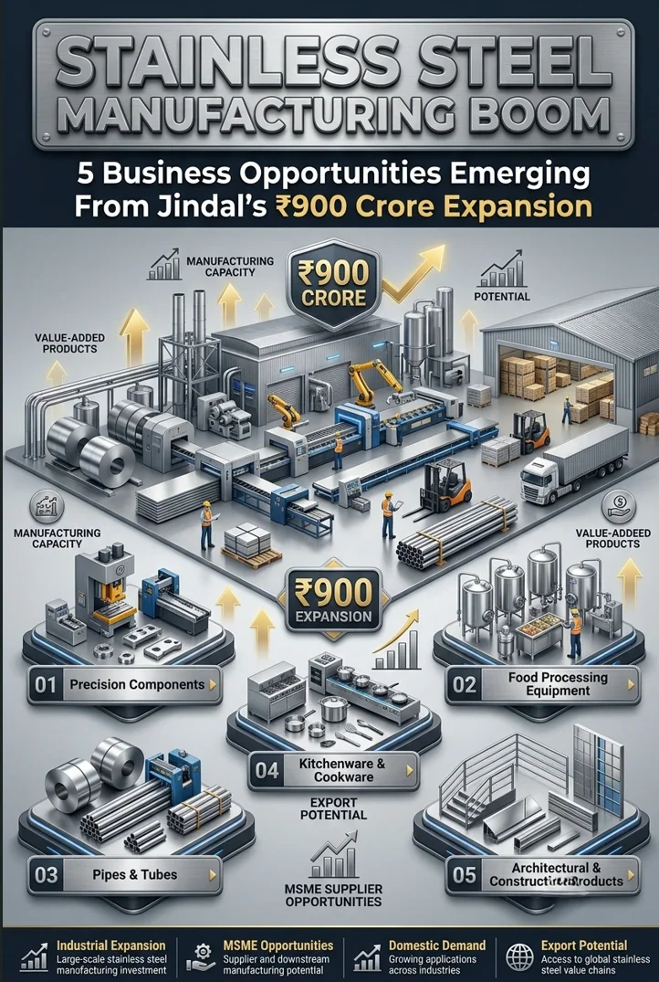 Stainless steel manufacturing business opportunities in India after Jindal's ₹900 crore expansion