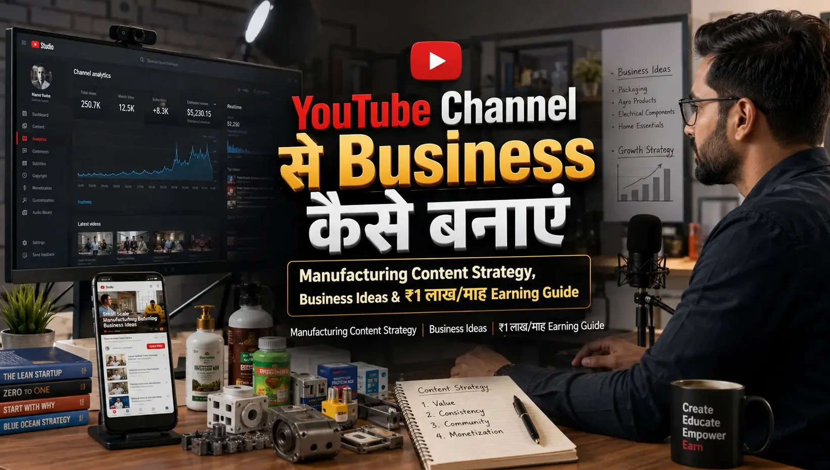 YouTube Business Ideas in India: Channel से ₹1 लाख/माह कैसे कमाएं