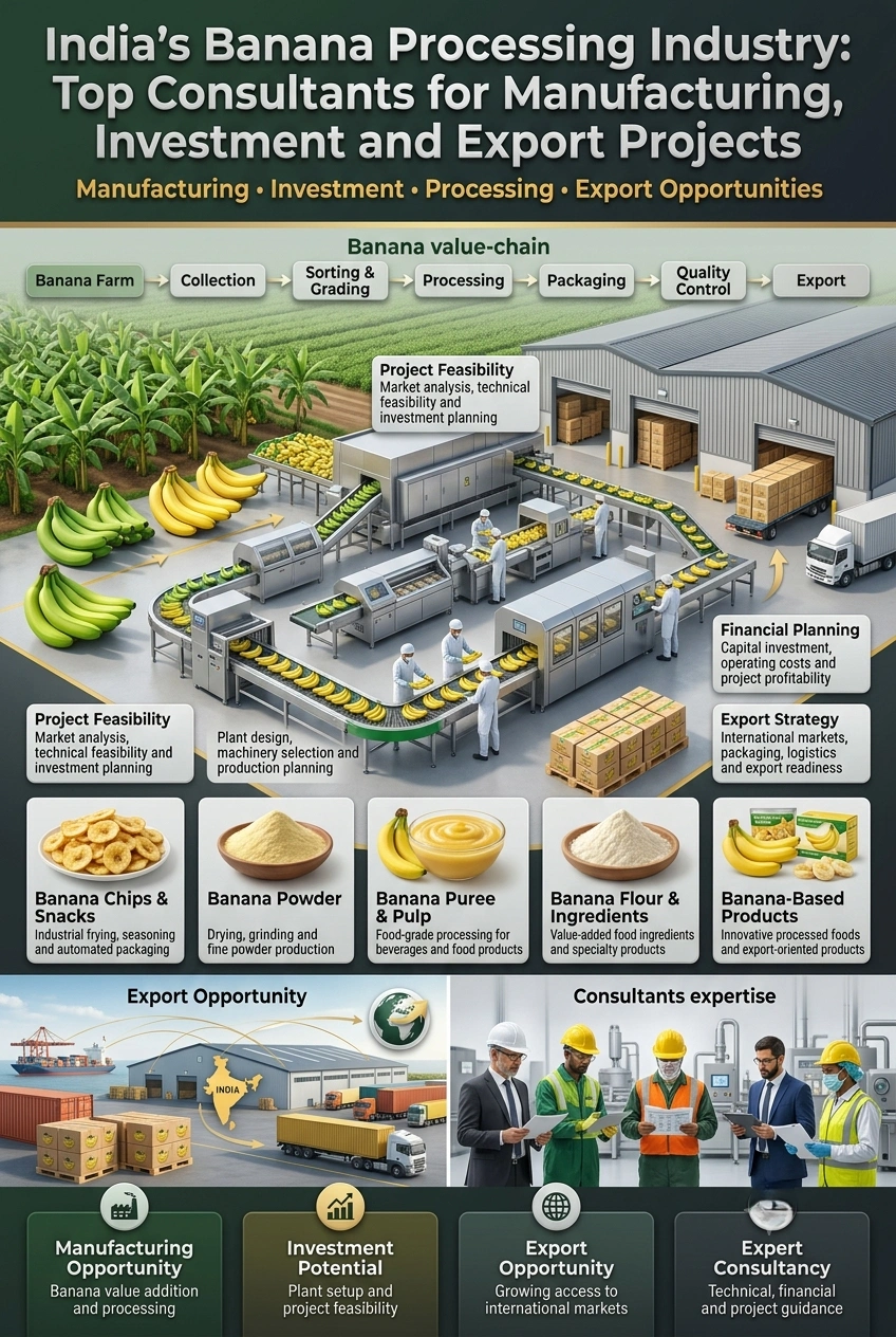 Banana Products Industry Consultants in India for Processing Projects