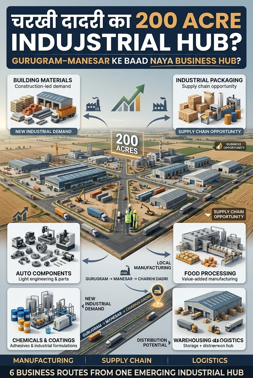 Charakhi Dadri Industrial Hub में 200 एकड़ का प्रस्तावित औद्योगिक क्षेत्र और नए बिजनेस अवसर