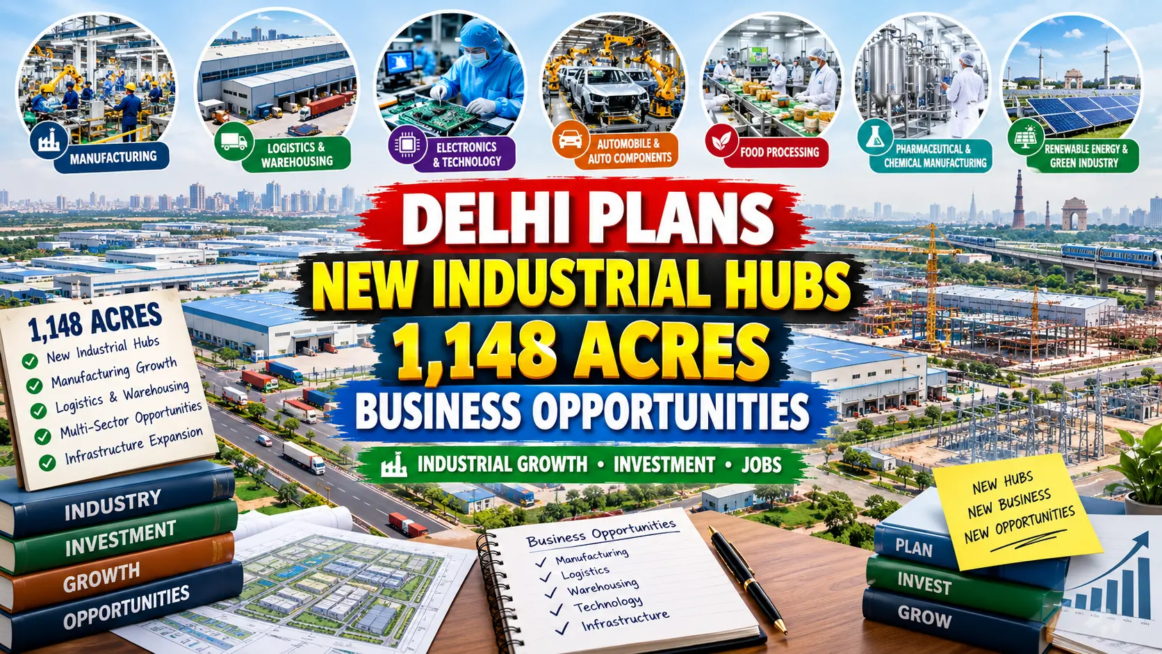 Delhi New Industrial Hubs: 1,148 Acres & Business Opportunities