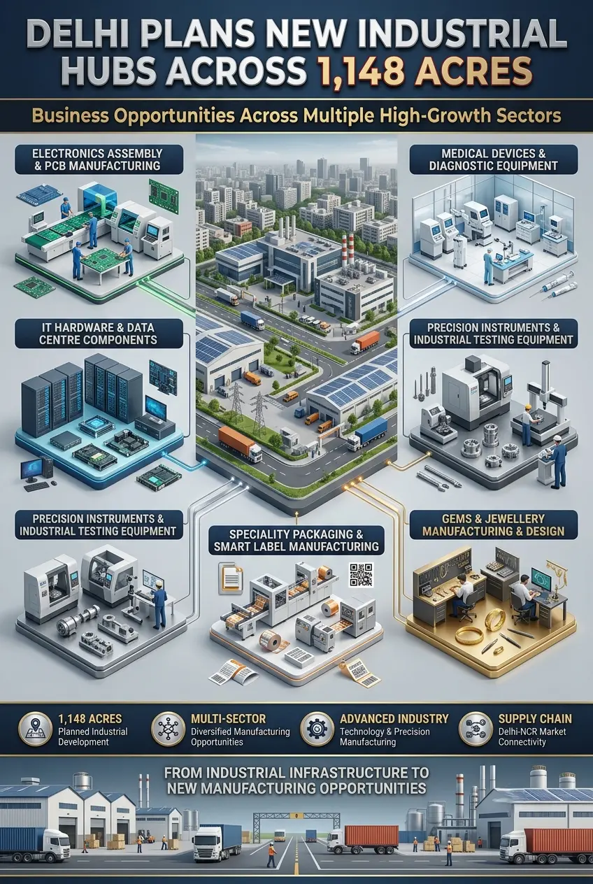 Delhi new industrial hubs across 1,148 acres in Kanjhawala, Ranikhera and Baprola