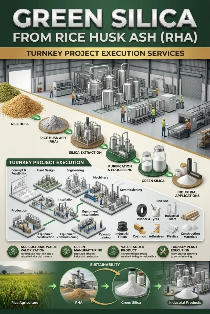 Green silica from rice husk ash turnkey project execution plant