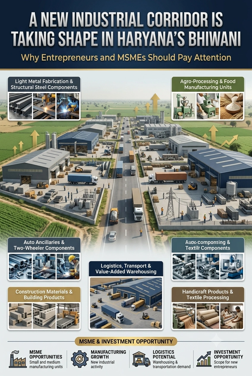 Haryana industrial opportunities in Bhiwani for manufacturing MSMEs and logistics