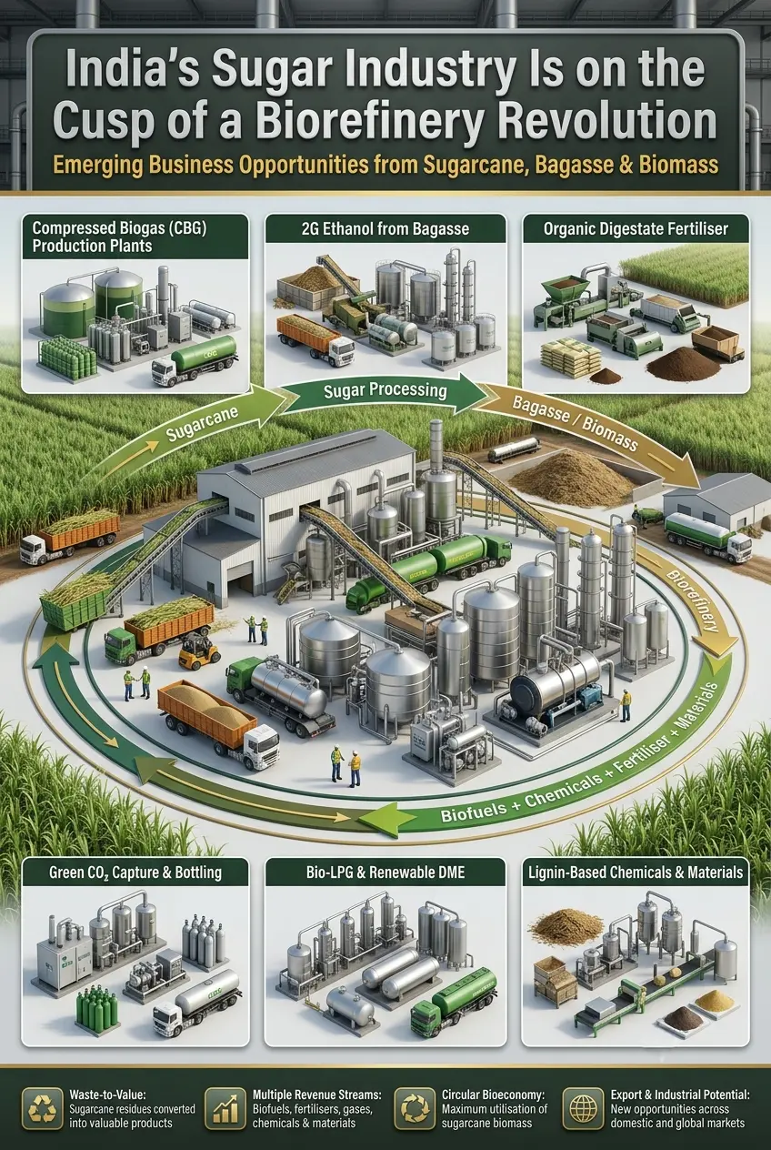 Sugarcane biorefinery business opportunities in India
