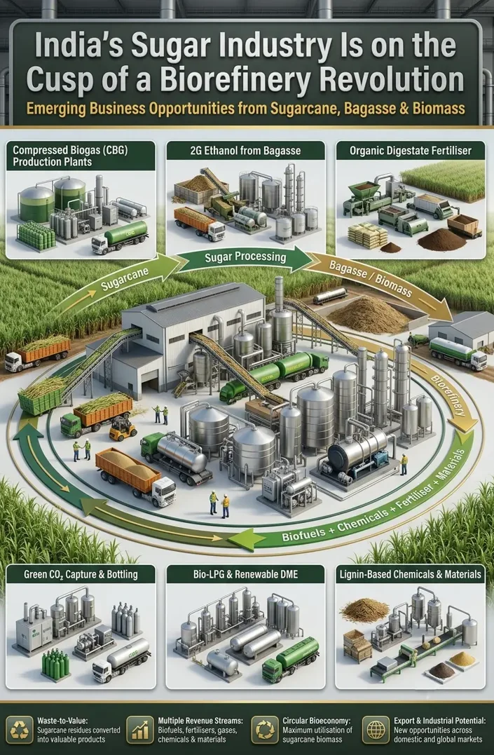 Sugarcane biorefinery business opportunities in India