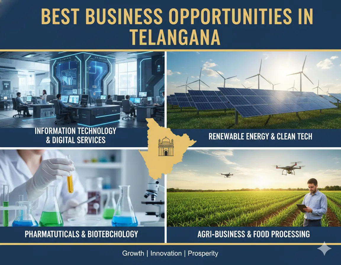 Best Business Opportunities in Telangana- Identification and Selection of right Project, Thrust areas for Investment, Industry Startup and Entrepreneurship Projects 
